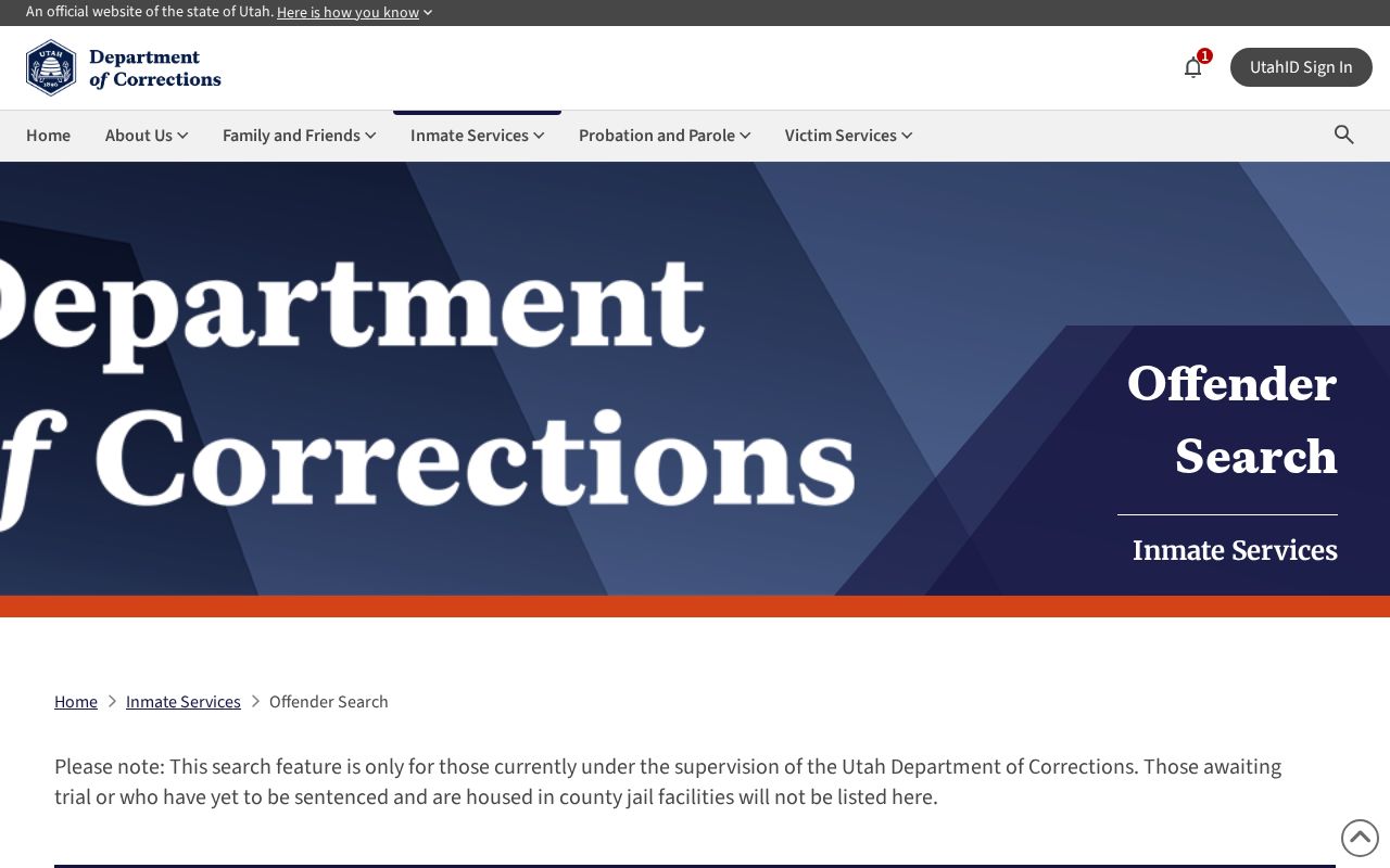 Duchesne County arrest search using UDC name and offender number fields