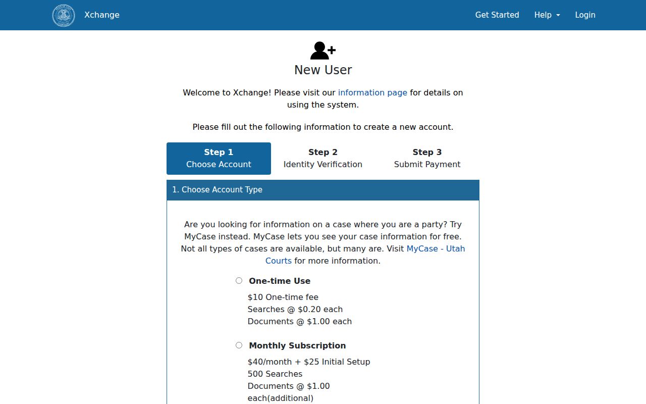 Duchesne County court case lookup Xchange account choices