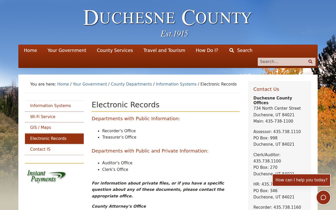 Duchesne County criminal records GRAMA request channels