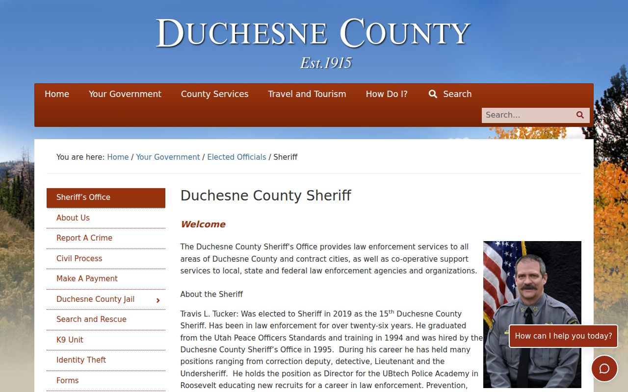 Duchesne County criminal records sheriff services hub
