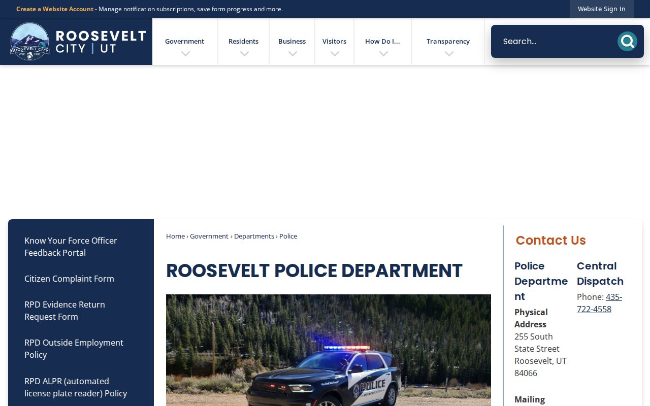 Roosevelt criminal records office at the police department